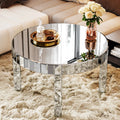 Dazzling Sliver Round Coffee Table with Fluted Mirror Design