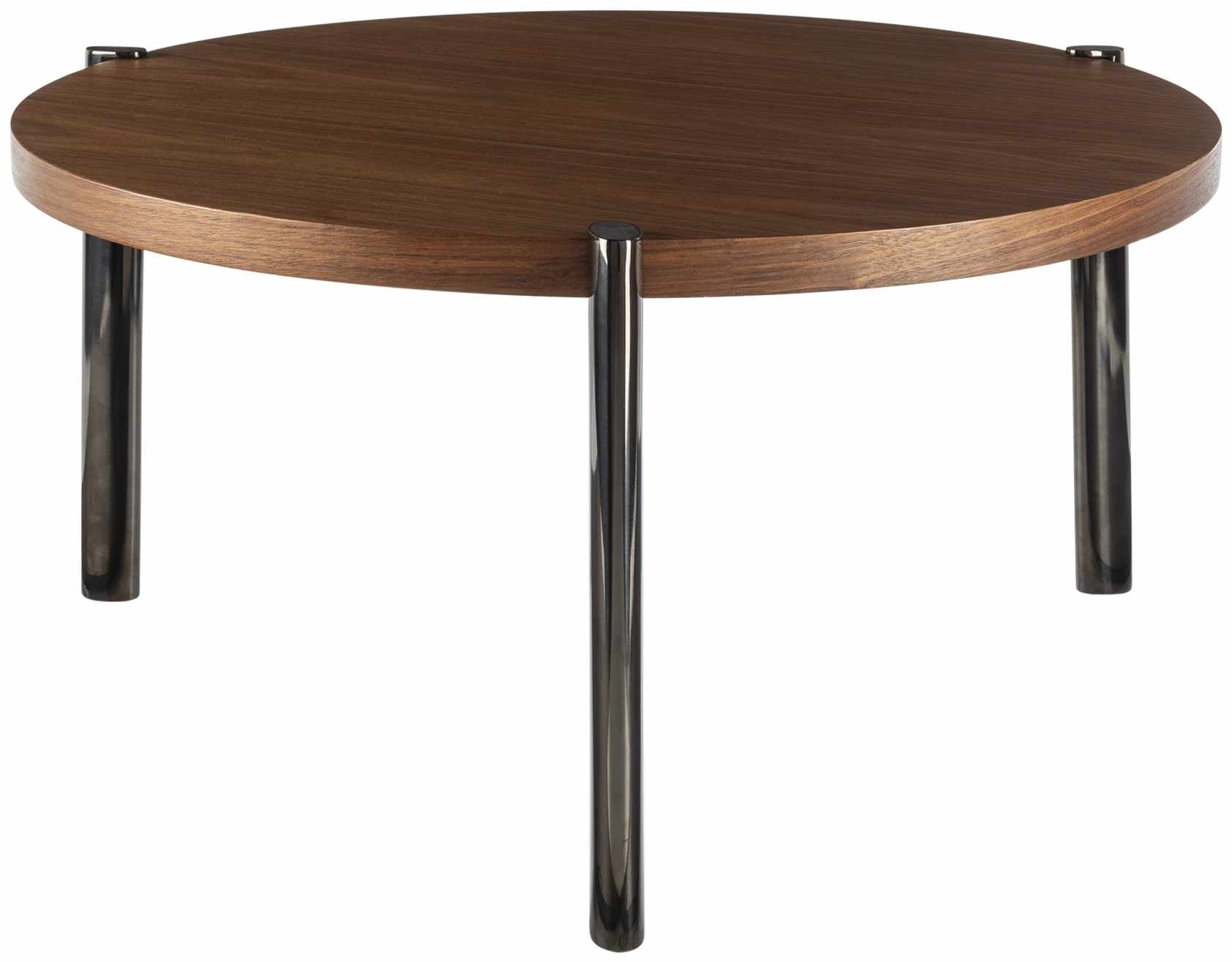 Palasbari Round Walnut Metal Coffee Table - Clearance