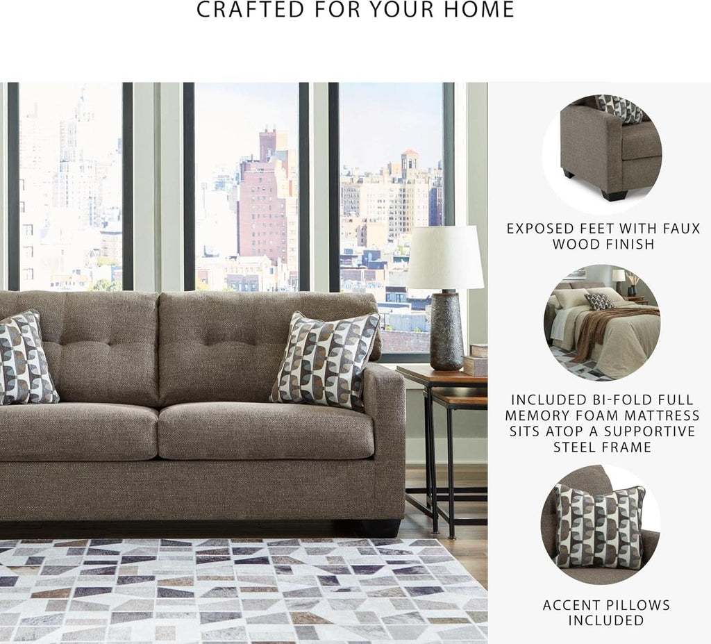 Contemporary Espresso Full Size Sofa Sleeper MemoryFoam-4