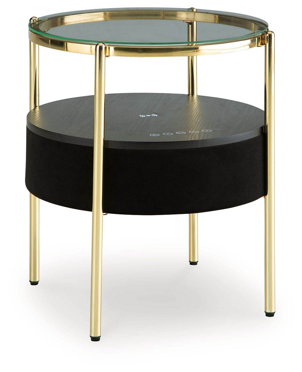Nedman - Accent Table With Speaker - Black / Gold Finish-0