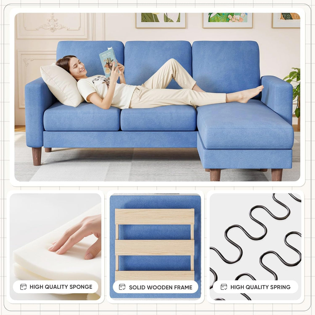 Blue Upholstered L Shaped Movable Sectional Couch Ottoman-2