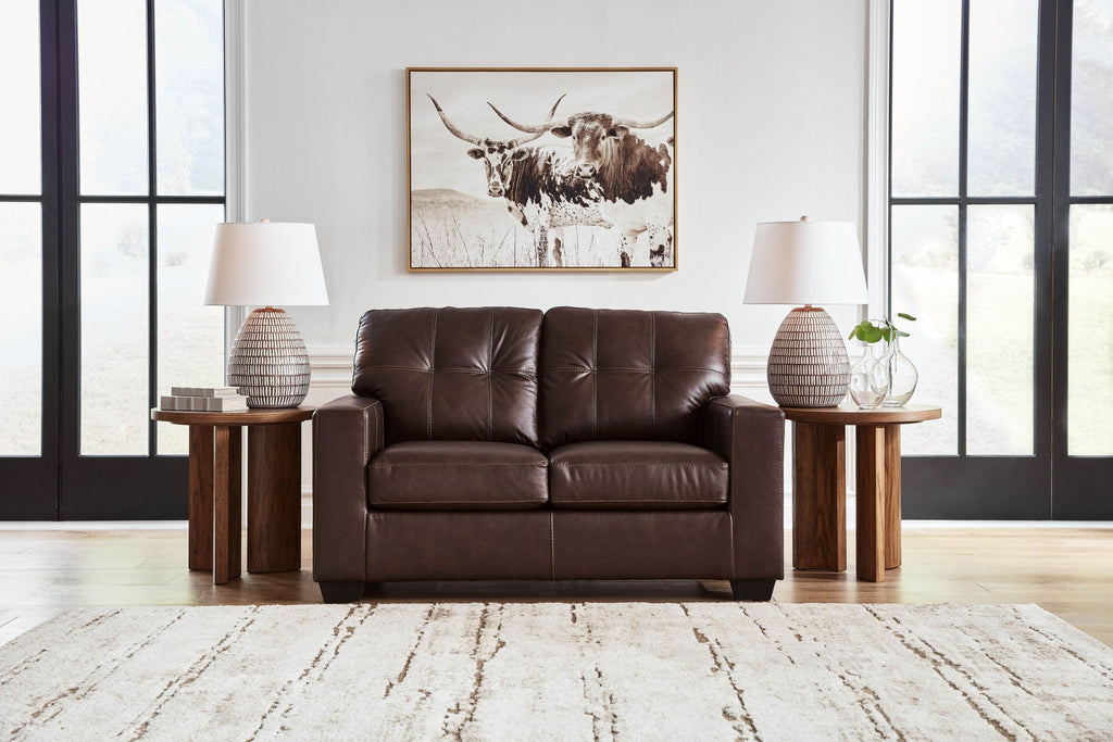 Santorine - Loveseat - Leather Match - Dark Brown-2
