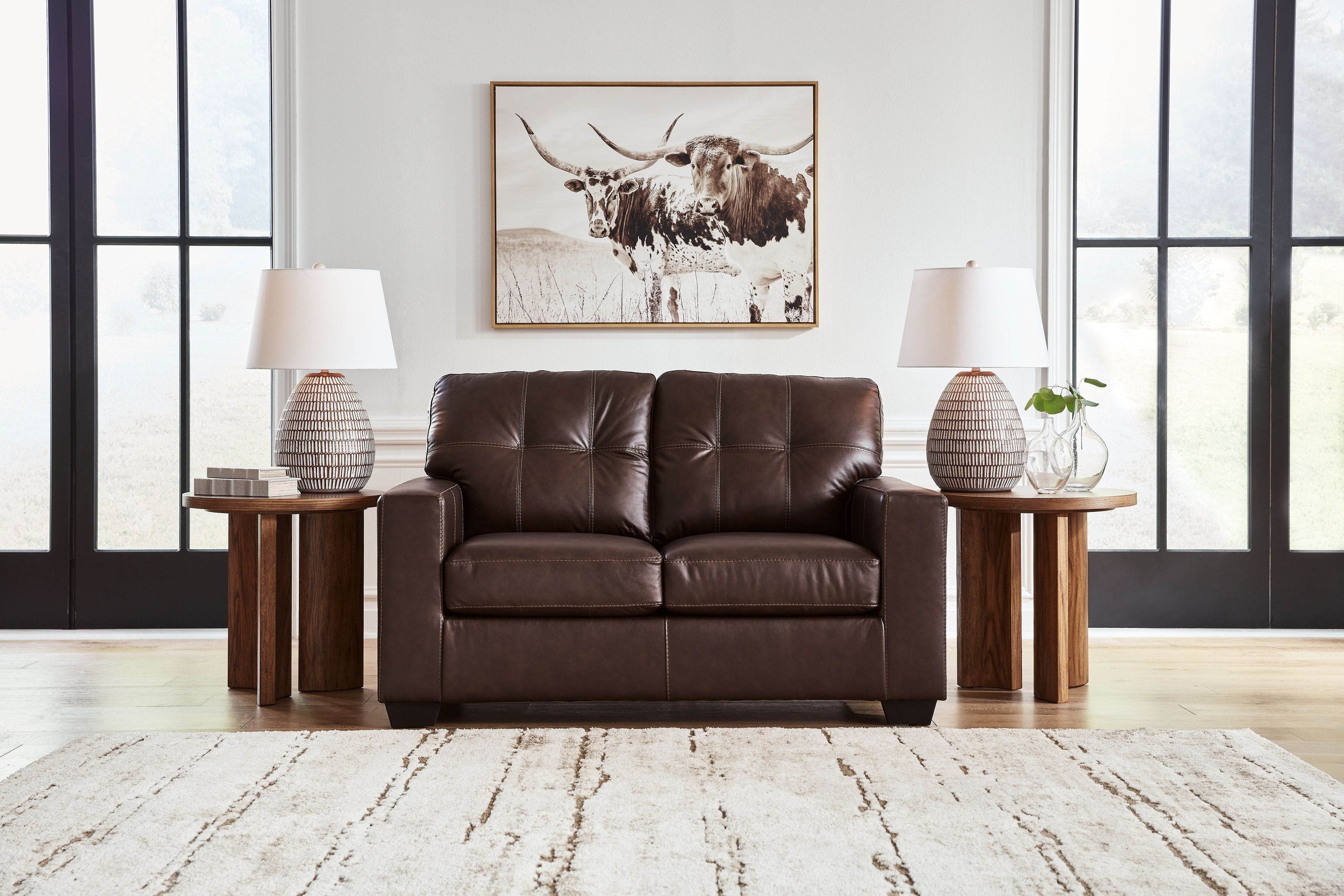 Santorine - Loveseat - Leather Match - Dark Brown-2