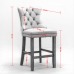 Contemporary Velvet Upholstered Barstools with Button Tufted Decoration and Wooden Legs, and Chrome Nailhead Trim, Leisure Style Bar Chairs,Bar stools, Set of 2 (Light Blue),SW2002LB