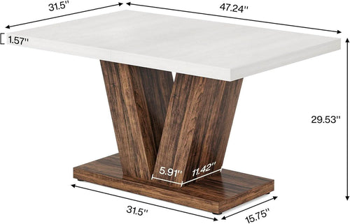 47 Inch White Oak Dining Table With Heavy Pedestal Base-1