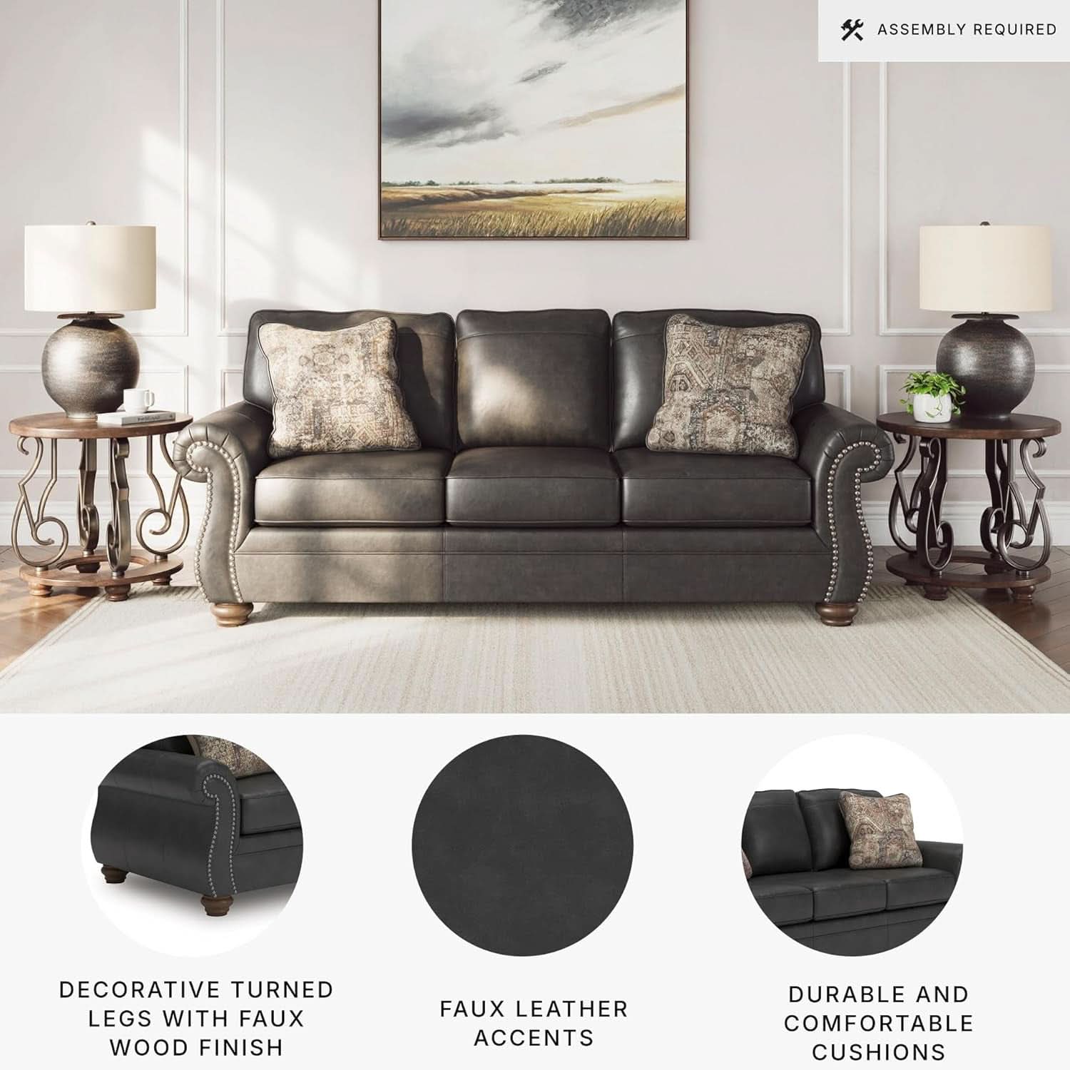 Queen Sofa Sleeper Anthracite Black Memory Foam Ultra-3