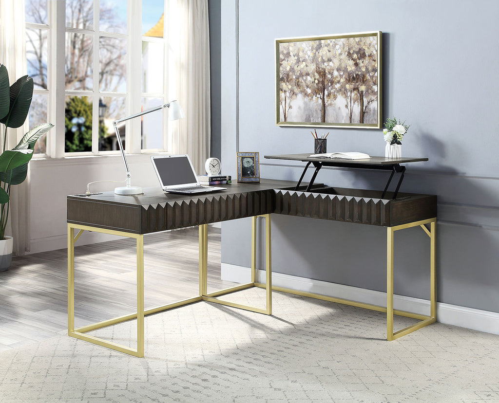 Walnut Transitional Two-tone Computer Desk