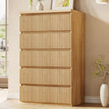 Elegant Oak Fluted Five Drawer Dresser Tall Unit Pro Series