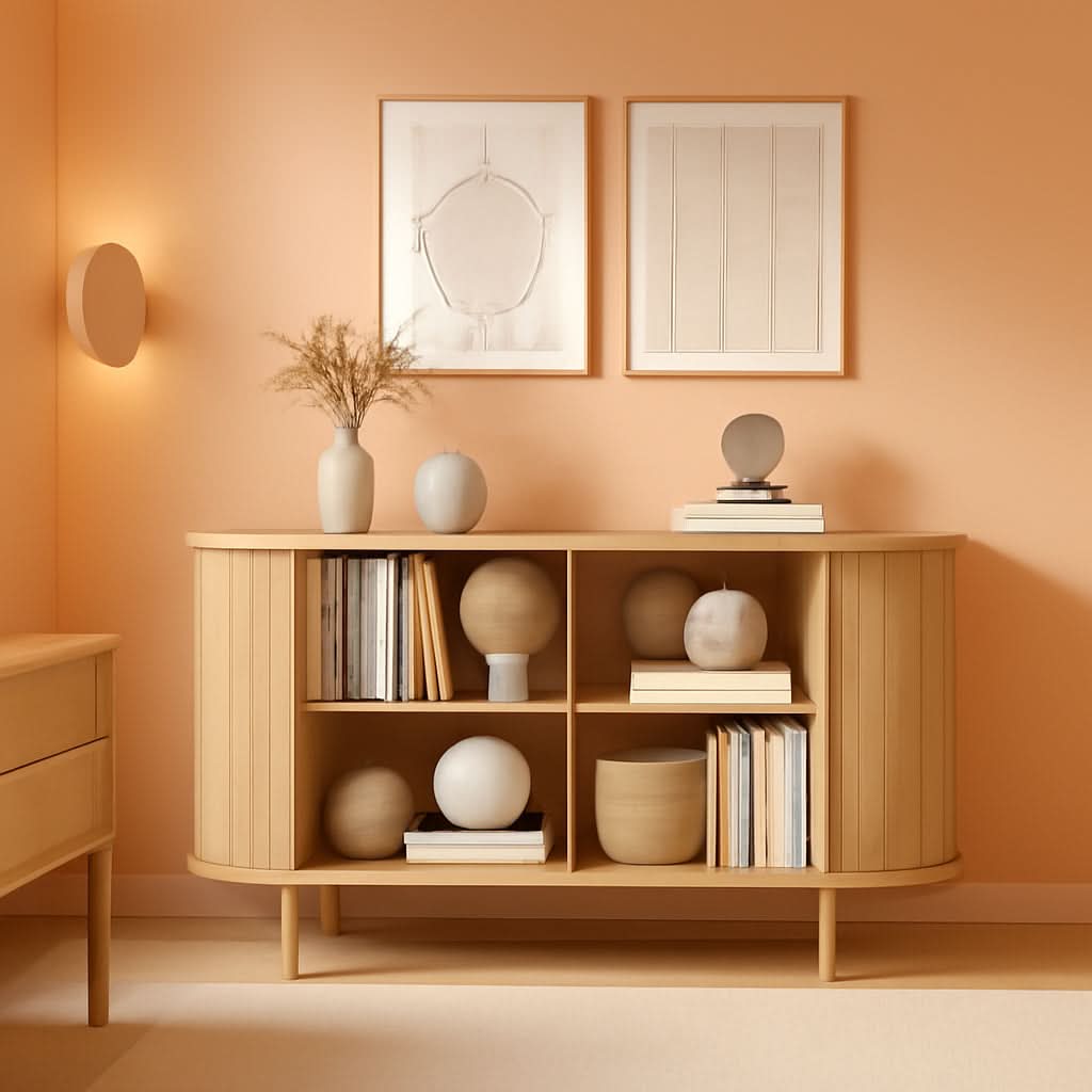 Natural Oak Console Table With Architectural Doors