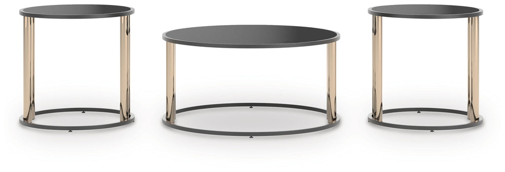 Hannerly - Occasional Table Set (Set of 3) - Black / Gold Finish-2