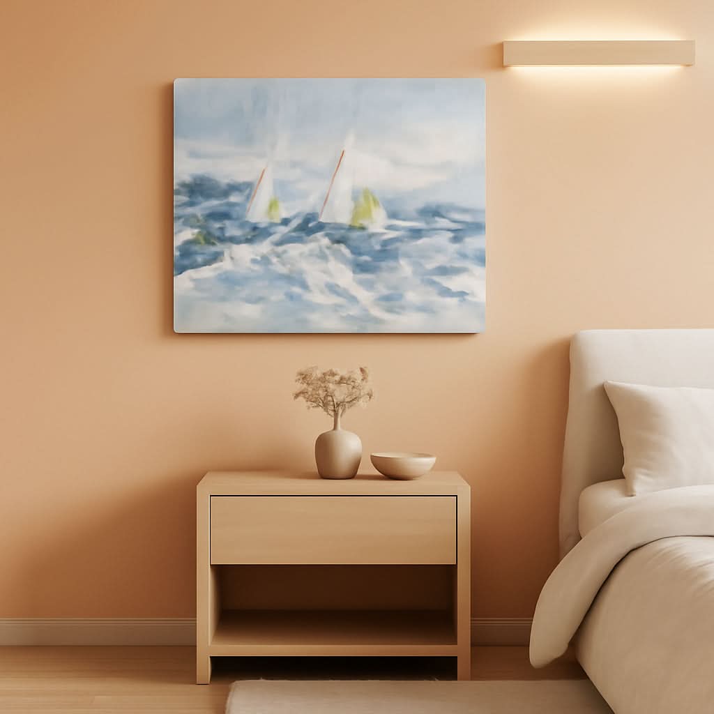 Large Blue 40x20 Inch 3D Textured Ocean Wave Canvas Art-0