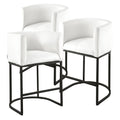 Bar Stool Set of 3, 25 inch Counter Height Stools, Counter Barstool with Backrest, Arm, Metal Frame, and Footrest, Accent Fabric Bar Chair, Island Barstools for Kitchen, Dining Room, White