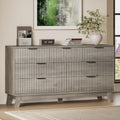 Fifty Seven Inch Fluted Seven Drawer Solid Wood Dresser-0
