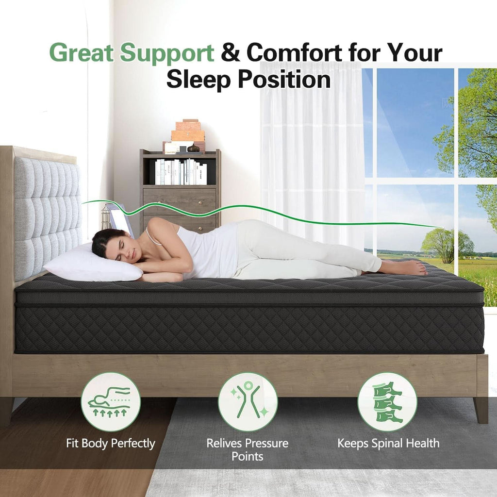 Queen 14 Inch Hybrid Mattress With Lumbar Support And Motion Isolation