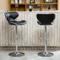 Black Masaccio Upholstery Airlift Adjustable Swivel Barstool with Chrome Base, Set of 2