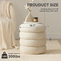 Round Storage Ottoman Featuring Removable Lid White