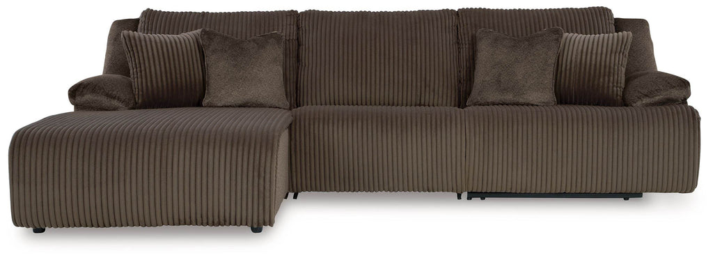 Top Tier - 3-Piece Sectional Reclining Sofa With Left-Arm Facing Press Back Chaise - Chocolate-0