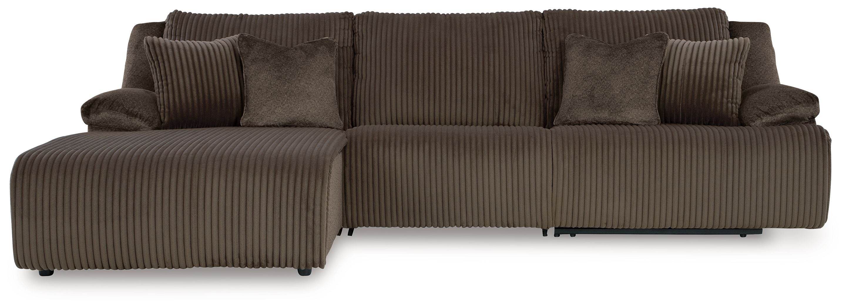 Top Tier - 3-Piece Sectional Reclining Sofa With Left-Arm Facing Press Back Chaise - Chocolate-0