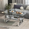 Silver Transparent tempered glass coffee table