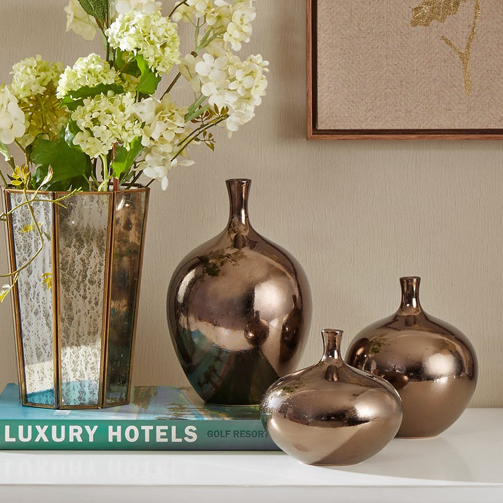 Bronze Mirrored Ceramic Decorative Vases