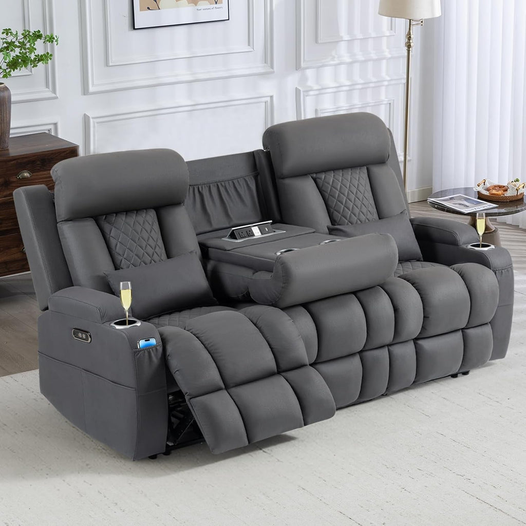 Dark Gray Adjustable Sophisticated Recliner Sofa Ports-0