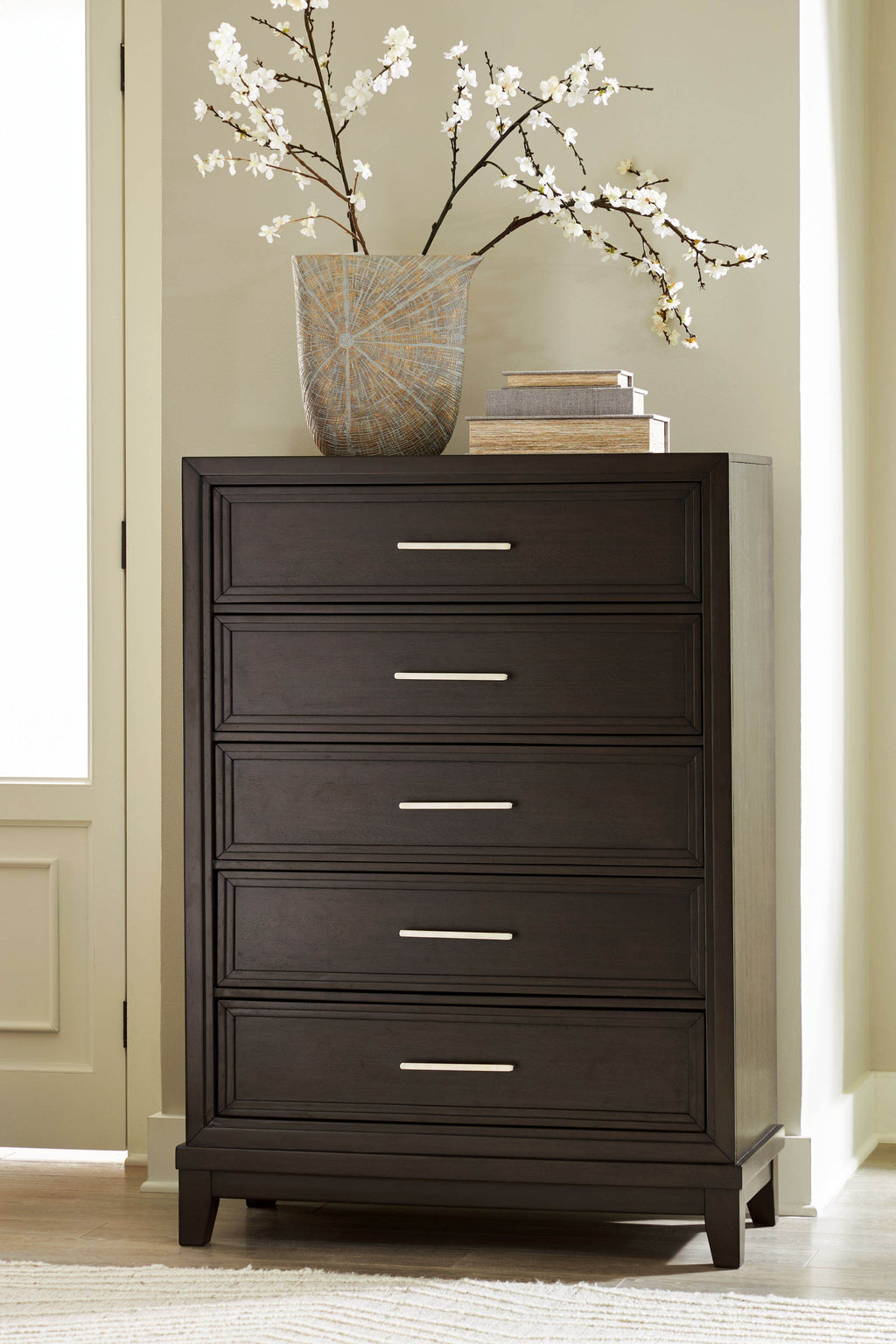 Neymorton - Five Drawer Chest - Dark Grayish Brown-2