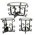 Modern 3-Piece Coffee Table Set with Tempered Glass Tops and Black Metal Frames, Scratch-Resistant for Small Living Spaces, 31.5' Round Design