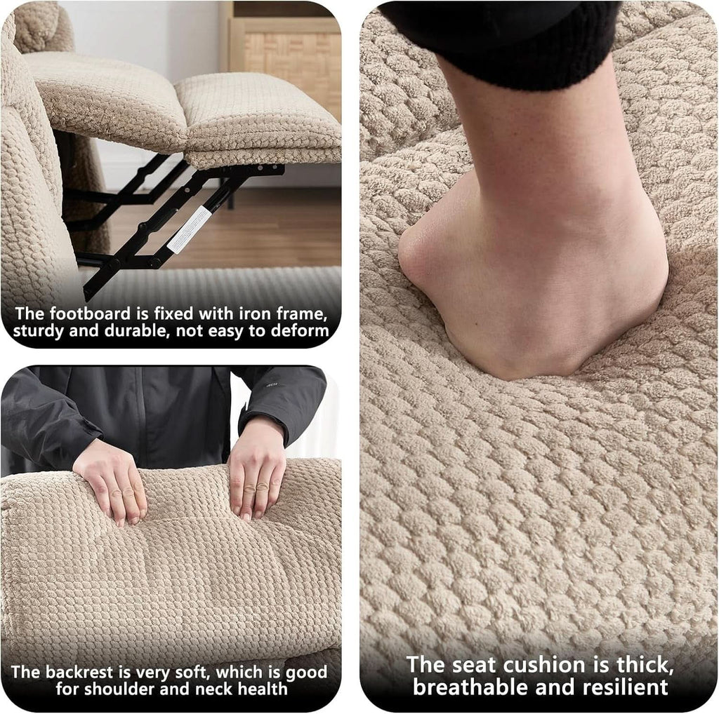 Deluxe Light Brown Three Seater Manual Recliner Sofa-4