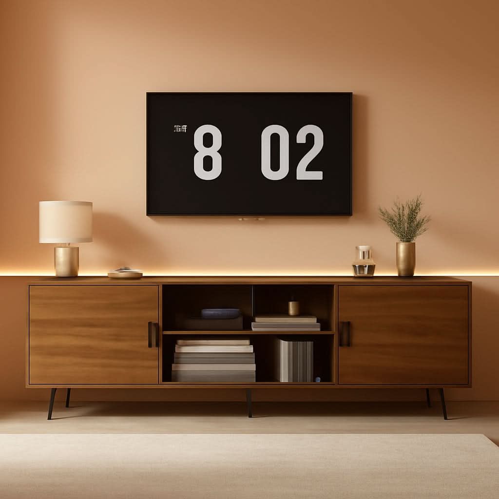 70 Inch Walnut Midcentury TV Entertainment Console