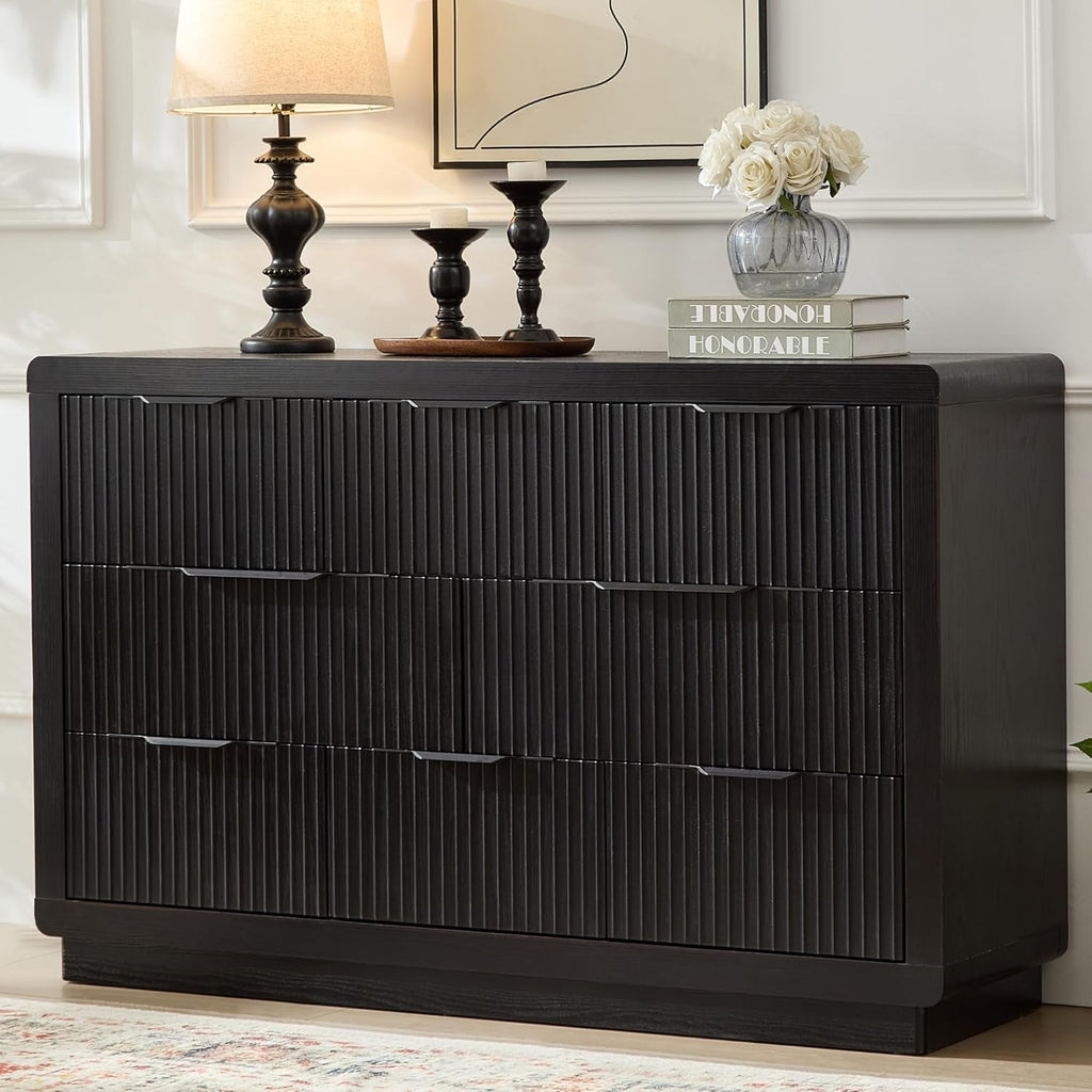 Charcoal Textured Fifty two Inch Eight Drawer Dresser