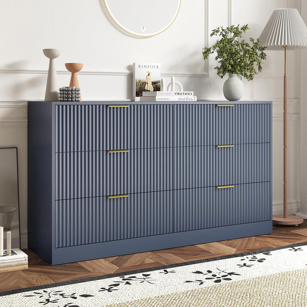 Blue Fluted Dresser With Spacious Storage Solution