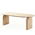 Modern Oval Wood Extendable Dining Table with Dual-Pillar Design, Off White MDF Finish, Multi-functional for Living Room and Dining Area