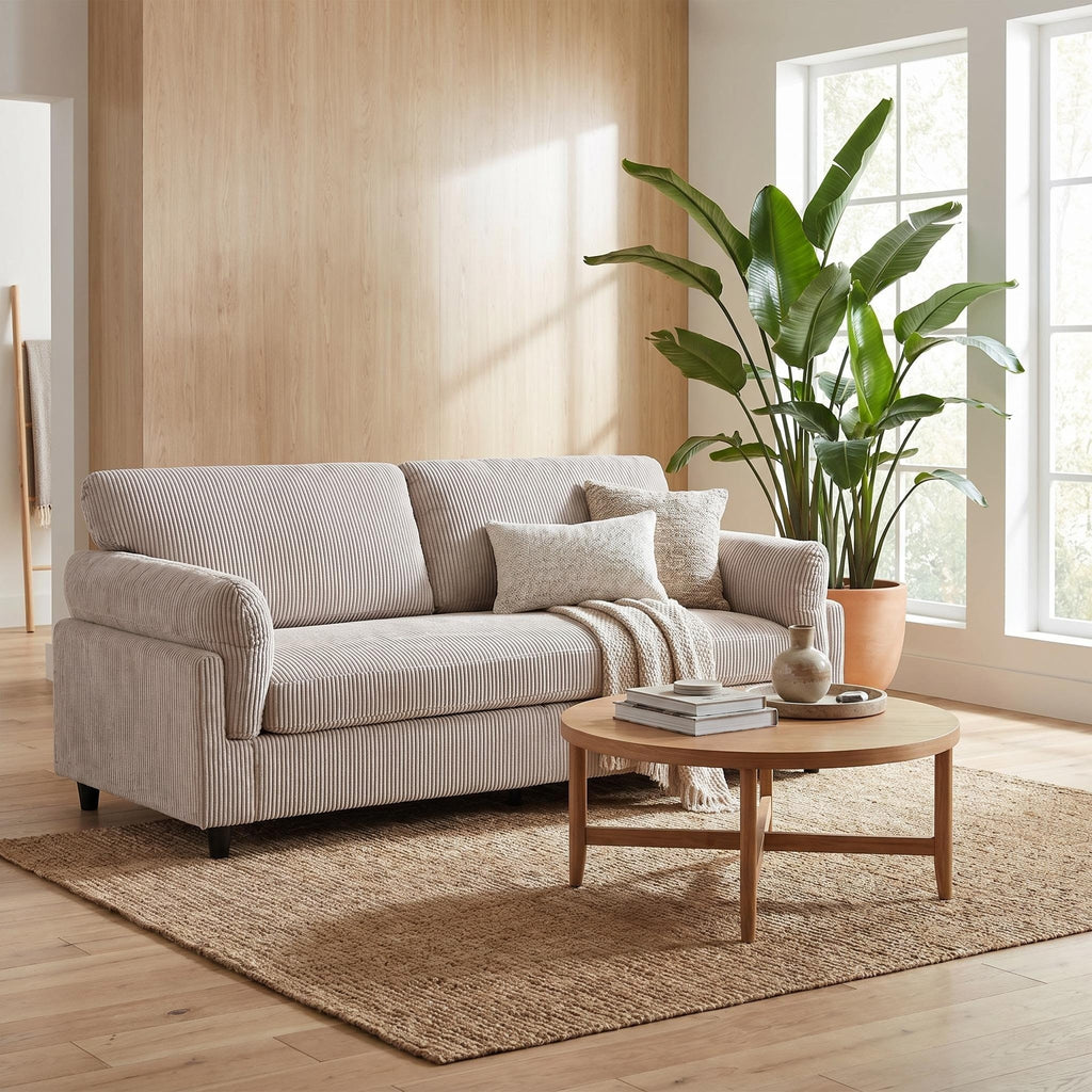 Camel Corduroy Loveseat Sofa