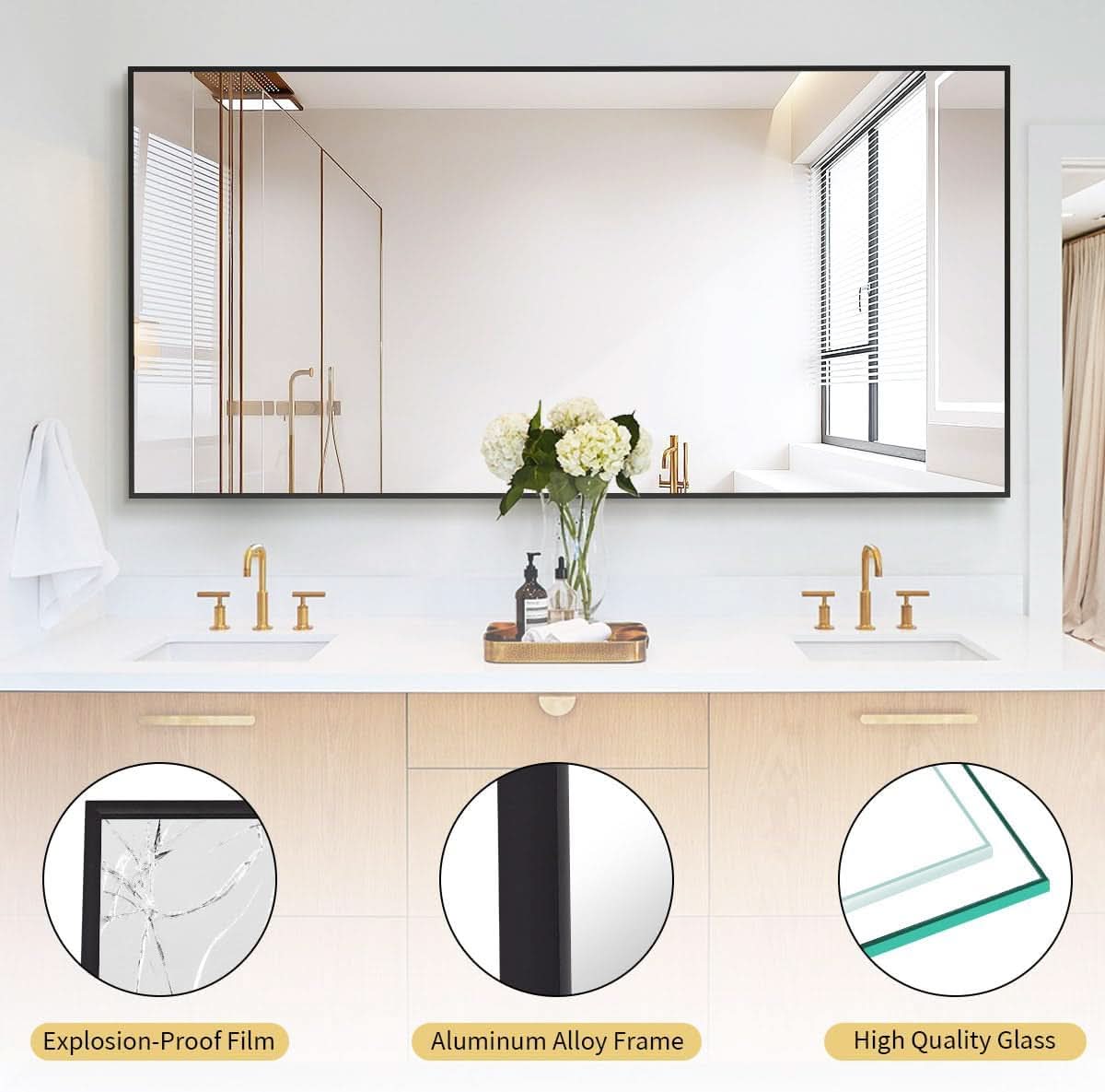 71x31 Inch Black Floor Mirror Full Length Standing-3