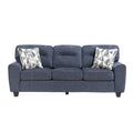 Durable Chenille Fabric Sofa w Decorative Pillows Blue Contemporary Living Room Furniture 1pc