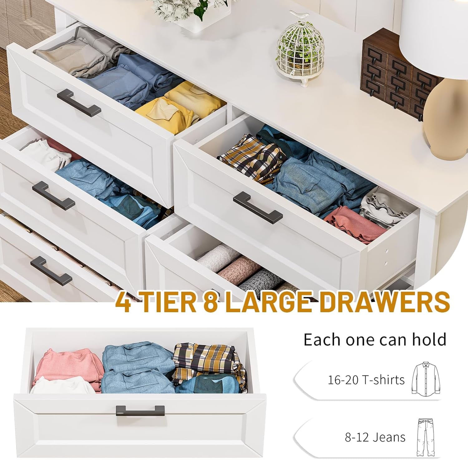 Contemporary Farmhouse White Dresser With Six Drawers