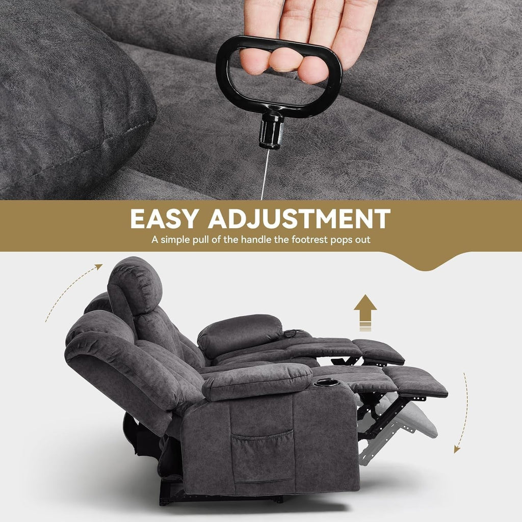 Premium Fabric Recliner Chair Featuring Cup Holders-3