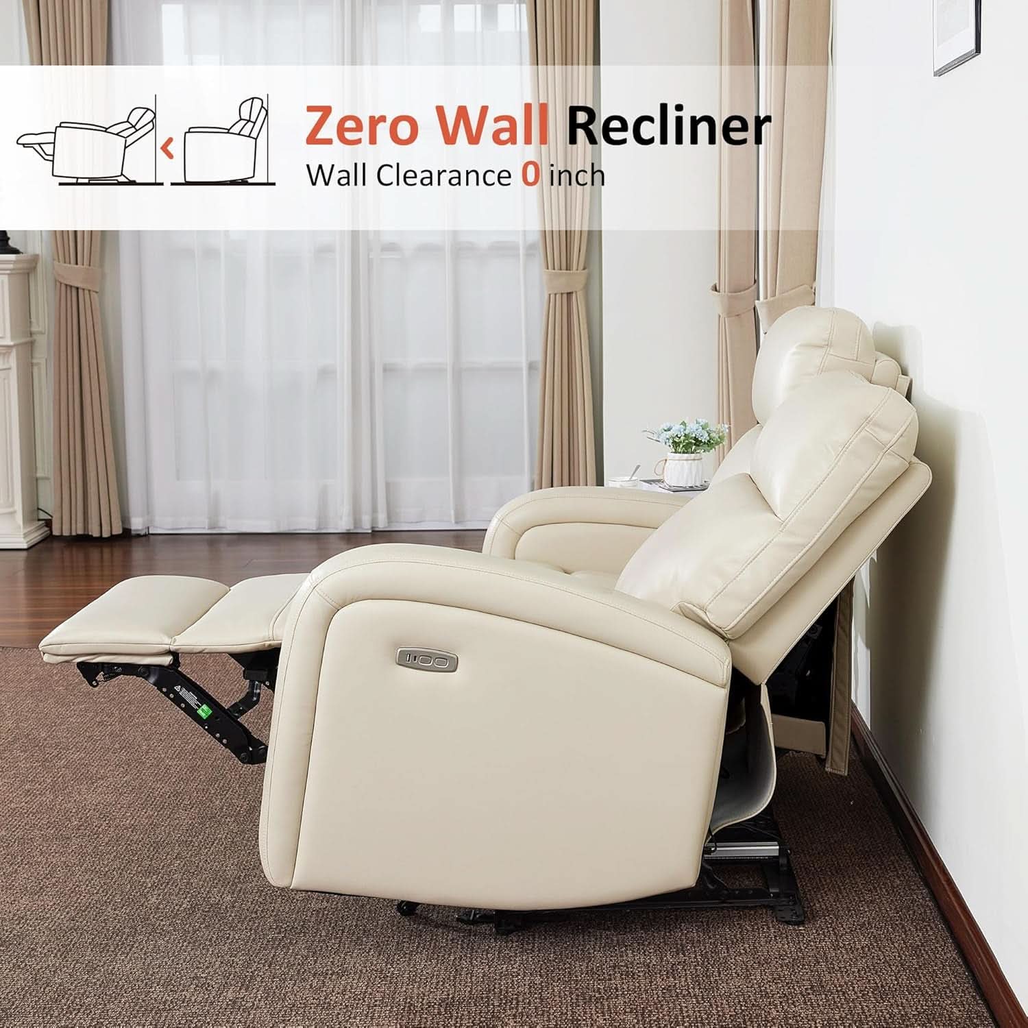 65.7-Inch Zero Wall Recliner Loveseat With Console-3