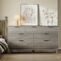 Fifty Seven Inch Fluted Seven Drawer Solid Wood Dresser