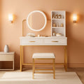 White Gold Vanity Console Table With Illuminated Mirror-0