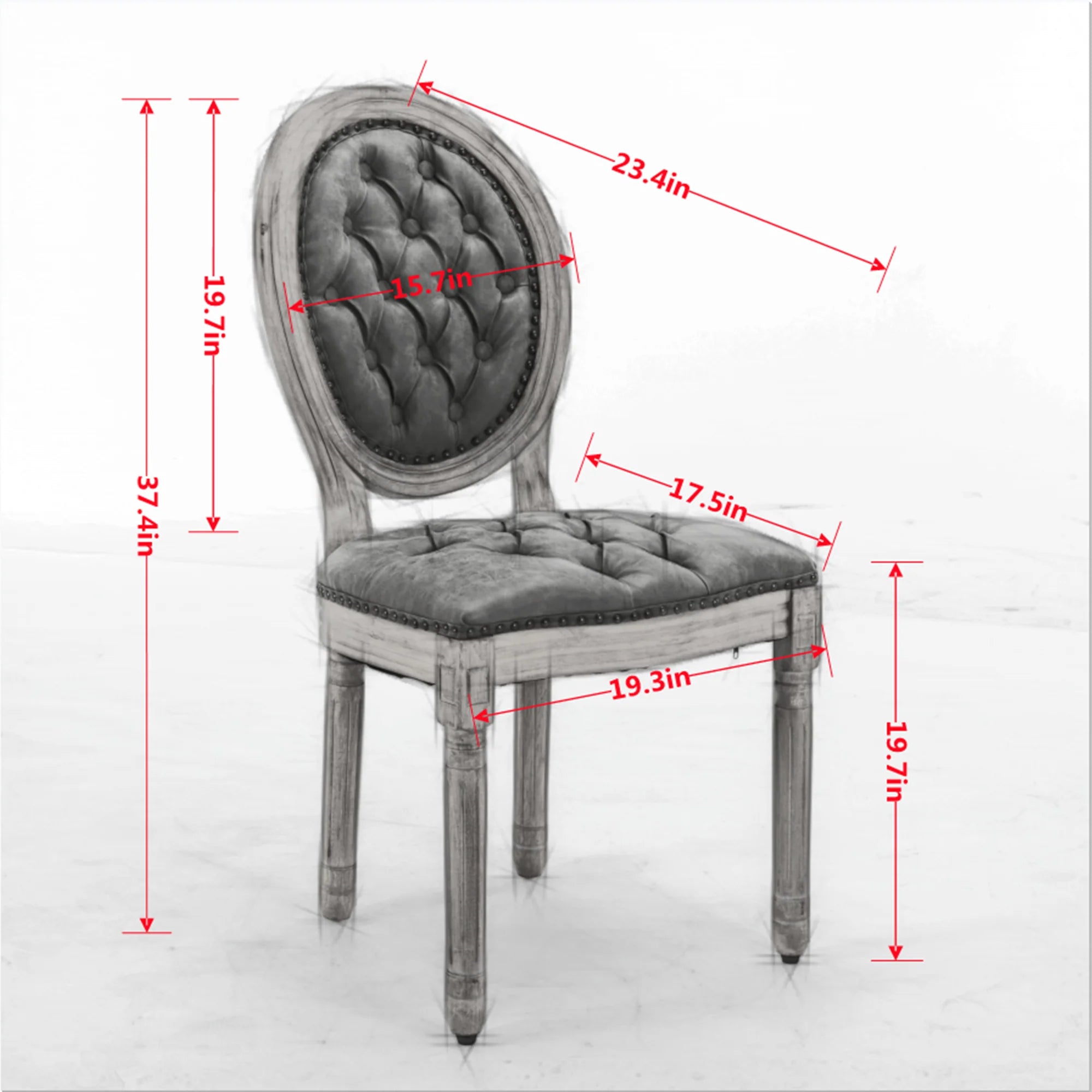 Sets of 2 French Style Solid Wood Frame Antique Dining Chairs