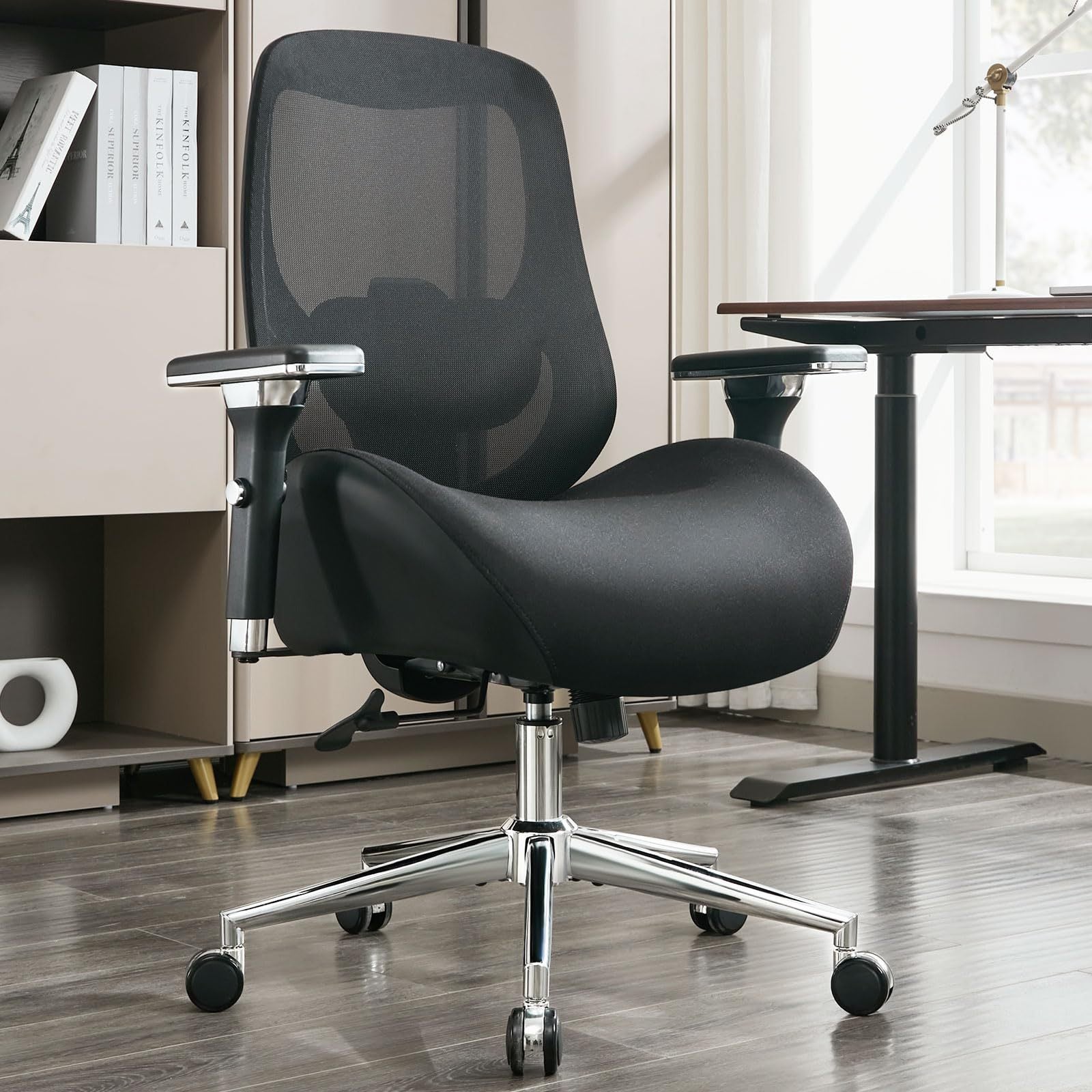 Big and Tall Office Chair with Wide Thick Seat Cushion for Heavy People Ergonomic Computer Mesh Desk Chairs with 4D Armrests, Adjustable Lumbar Support for Adults 8 Hours daliy Work