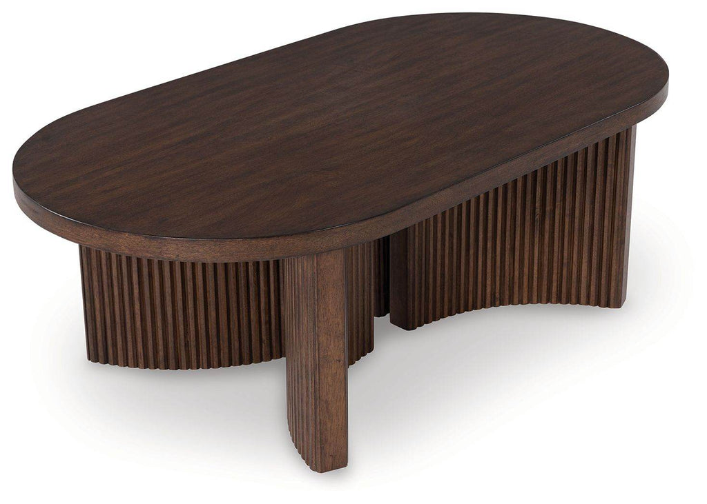 Korestone - Oval Cocktail Table - Dark Brown-2