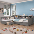 Twin Size Day Bed for 2, L- Shape Twin Size Bed Frame