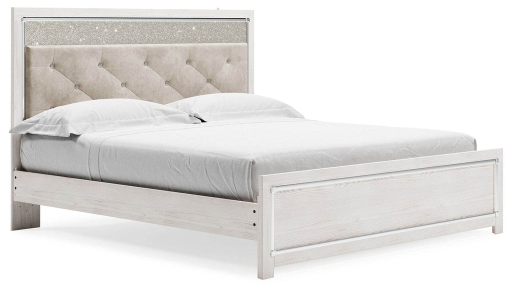 Altyra - King Panel Bed With Upholstered Headboard - White-0
