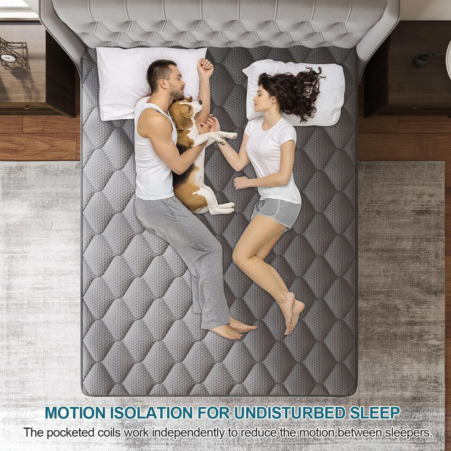 Full Gray 14Inch Premium Medium Firm Hybrid Mattress-3