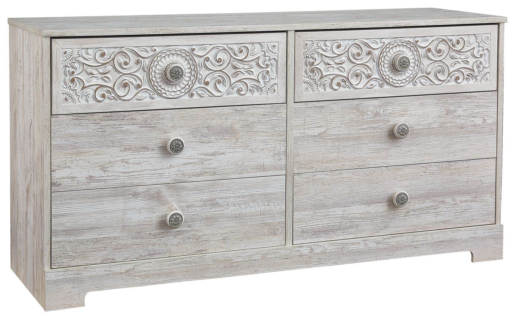 Paxberry - Six Drawer Dresser - Vinyl-Wrapped - Whitewash-0