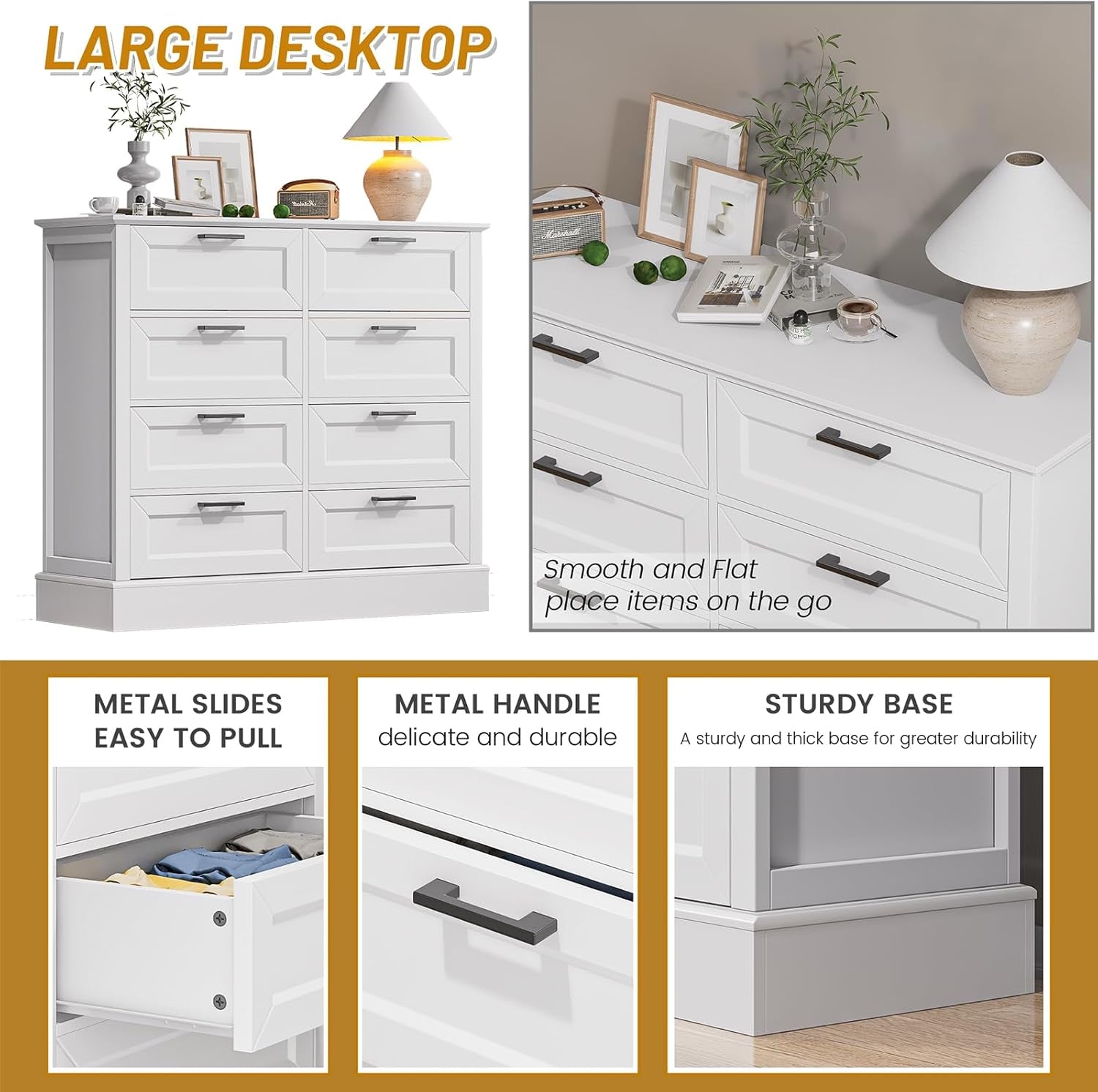 Contemporary Farmhouse White Dresser With Six Drawers