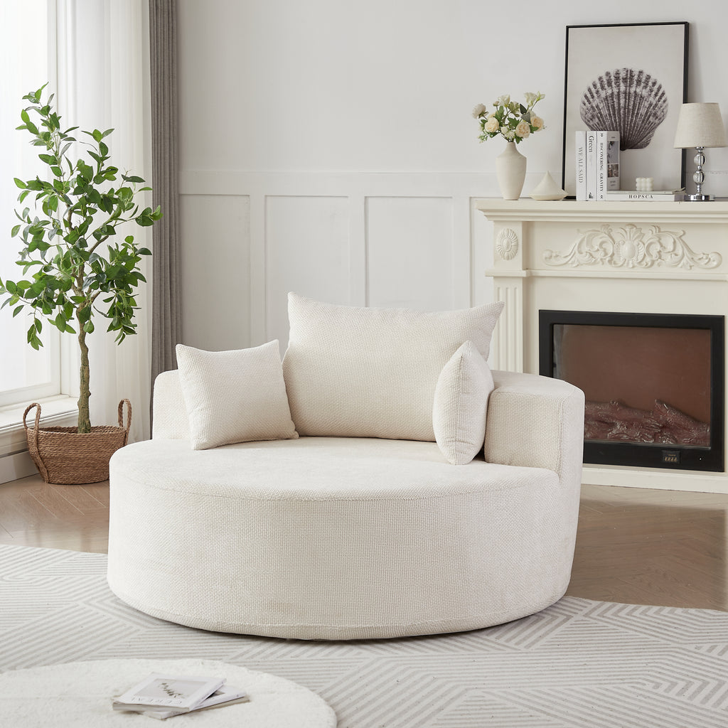 55'L Chenille Sponge single sofa,No Assembly Required,Fluffy Modern Sleeper Chair for Living room, Bedroom, Lounge and Projection Room(Not a swivel chair.)