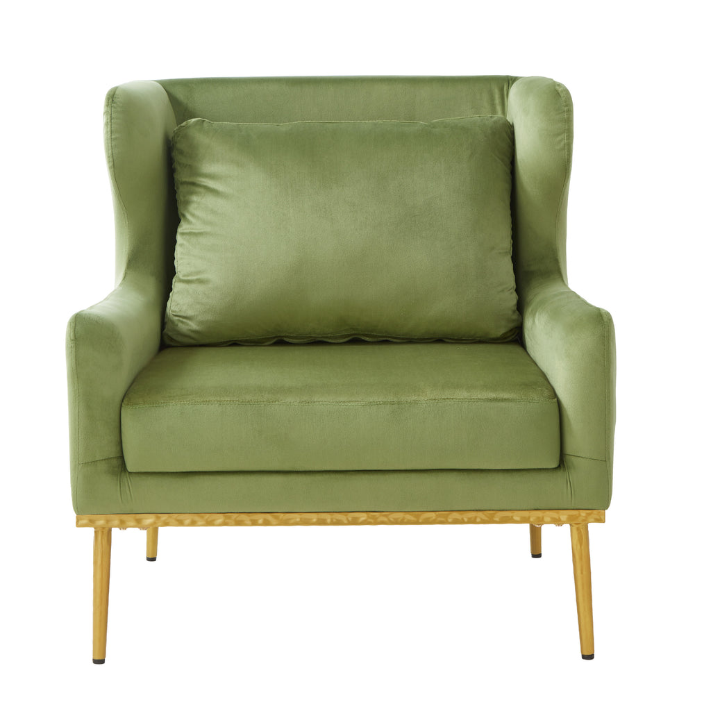 Modern Velvet Accent Armchair for Living Room or Bedroom, Green Upholstered with Iron Frame and High-Density Foam Cushion, 32.3'W x 32.3'D x 33.5'H